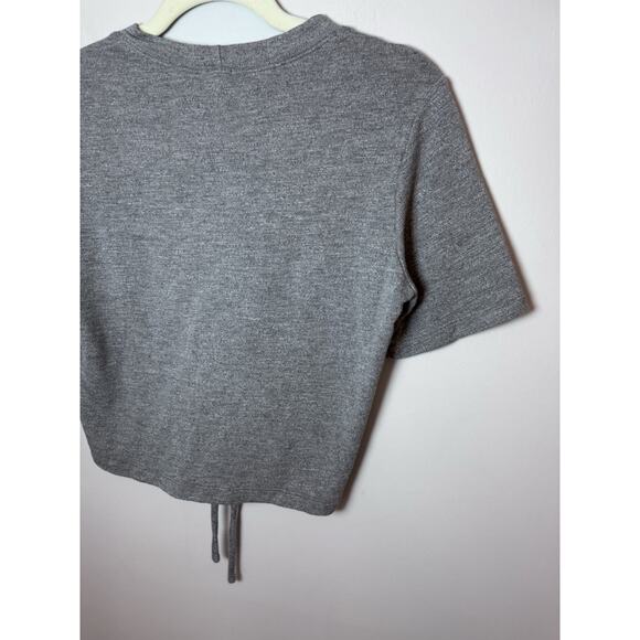 Monrow Women's Gray Supersoft Short Sleeve Front Shirred Tee Top $108 Size - Picture 8 of 8